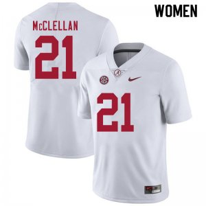 NCAA Women's Alabama Crimson Tide #21 Jase McClellan Stitched College 2020 Nike Authentic White Football Jersey ND17V62TW